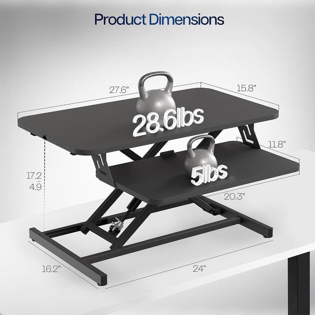 VIVO Manual Height Adjustable Standing Desk Converter, 28" Black Top - Image 2