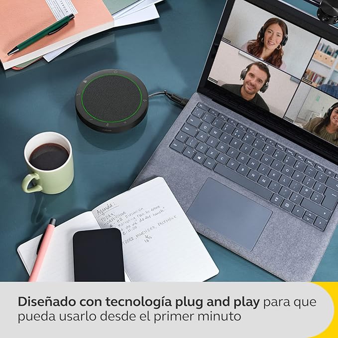 Jabra Speak2 40 Portable Speakerphone with 4 Noise-cancelling Mics, Full-range 50mm Speaker, Wideband Audio and USB A and USB C connections - MS Teams Certified, Works with Other Platforms - Dark Grey - Image 8