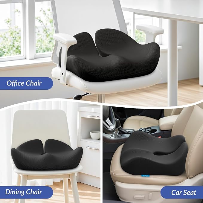 Pioneering Seat Cushion for Pressure Relief, Ergonomic Office Chair Cushion for Sciatica, Back, Hemorrhoids & Tailbone Pain Relief, High-Density Memory Foam Car Seat Cushion with Anti-Slip Base - Image 8
