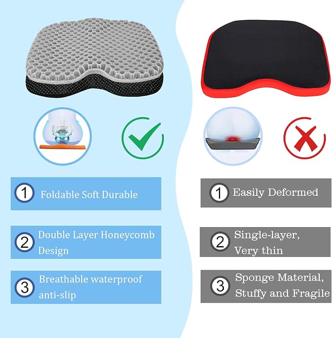 Anti-Slip Kayak Seat Cushion - Waterproof Thicken Gel Boat Kayak Canoe Rowing Stadium Pad for Sit in Kayak Chair Kayak Accessories Equipment Gear for Fishing Kayak - Image 6