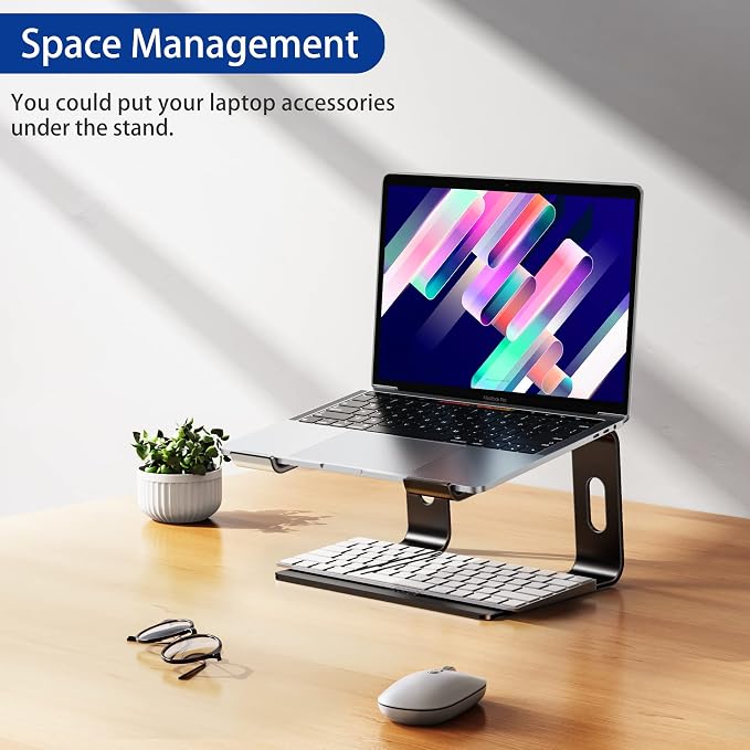 BESIGN LS03 Aluminum Laptop Stand, Ergonomic Detachable Computer Stand, Notebook Riser, Laptop Mount Compatible with Air, Pro, Dell, HP, Lenovo More 10-15.6" Laptops, Black - Image 9