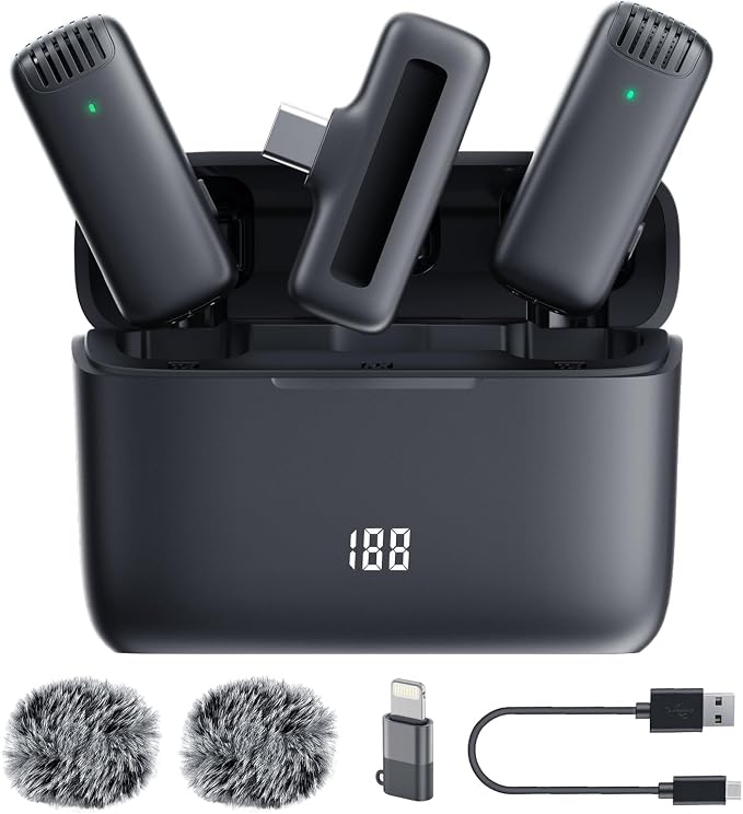Labstandard Wireless Lavalier Lapel Microphone for iPhone, iPad, mini Video Recording Mic for Interview Video Podcast Vlog YouTube & Livestream, Noise Reduction, Plug & Play (J13 Pro) by Unknown