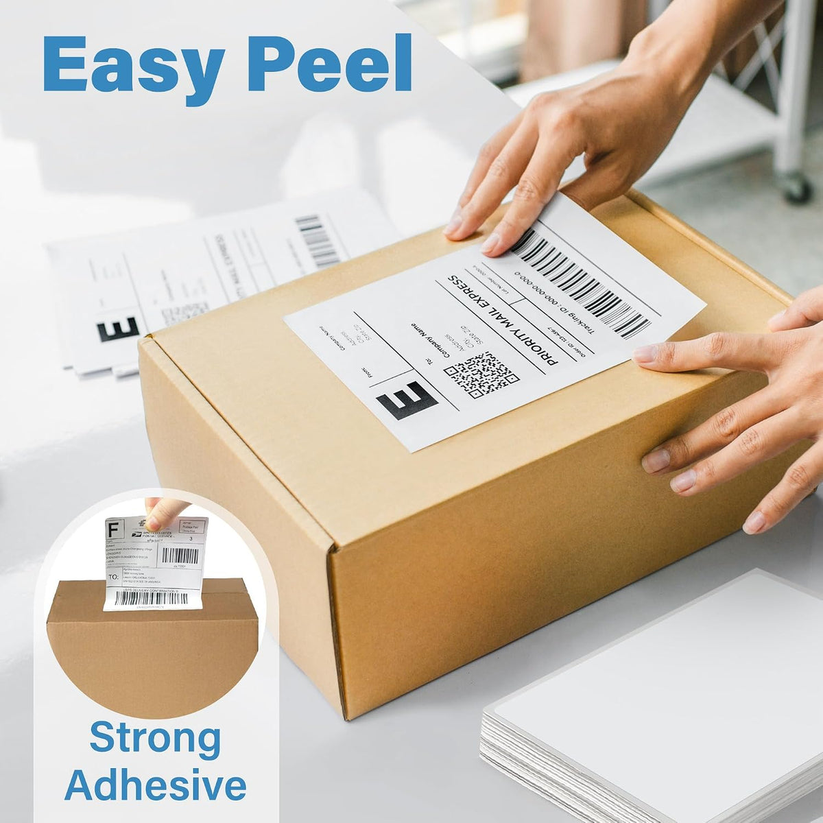 LotFancy 4x6 Thermal Labels, 3600 Shipping Labels Fanfold, 2 Stacks (1800 PCS per Stack), Perforated Mailing Postage Label, Permanent Adhesive, Address Label Compatible with Zebra, Rollo, Munbyn - Image 5