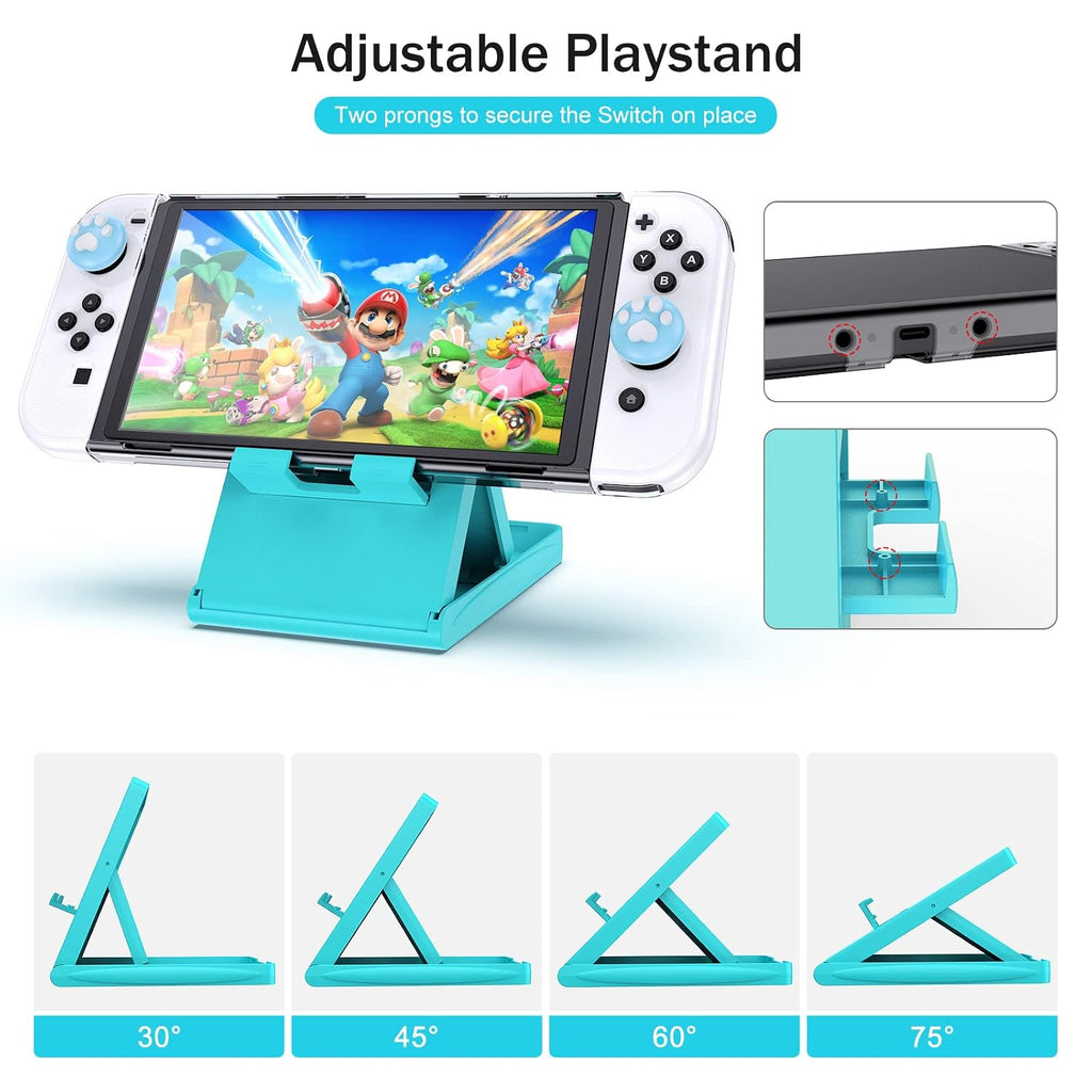 Younik Switch OLED Accessories Bundle, 17 in 1 Blue Switch Oled Accessories Kit for Girls Include Switch Carrying Case, Adjustable Stand, Protective Case for Switch Console & J-Con - Image 6