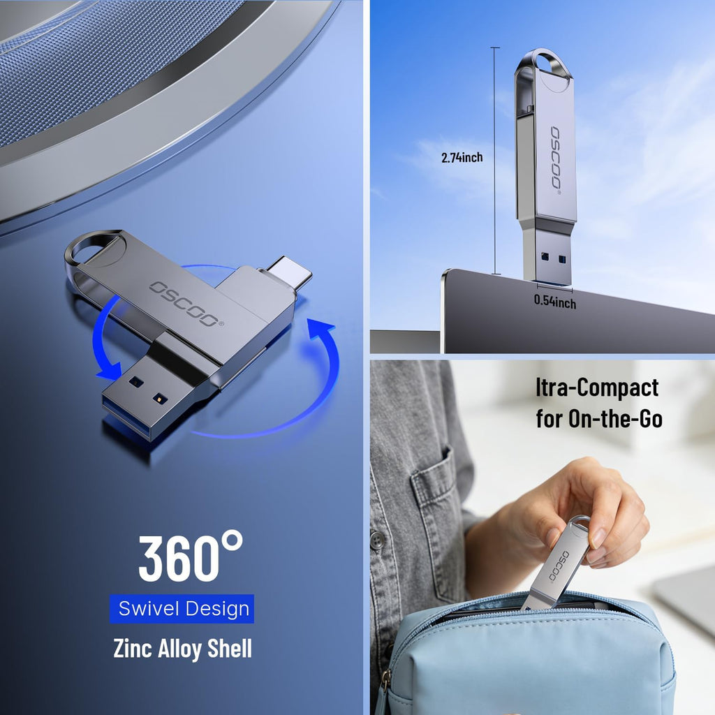 64GB Dual Flash Drive, USB-A + Type-C Thumb Drive - Image 4