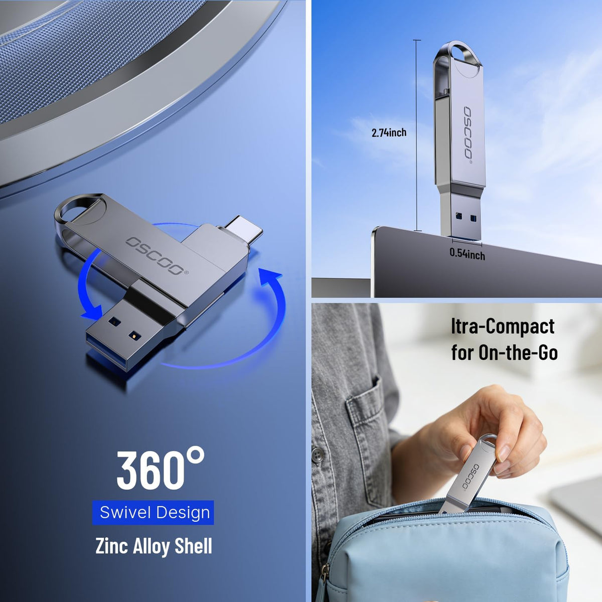 128GB Dual Flash Drive, USB-A + Type-C Thumb Drive - Image 4