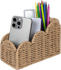 CubesLand Bedside Table Desk Organizer Caddy, Remote Pen&Pencil Holder Cup | Makeup Brush Holder w/Scalloped Perfect for Home, Office Desk, Living Room Table Decor, 3 Slots Neutral by CubesLand