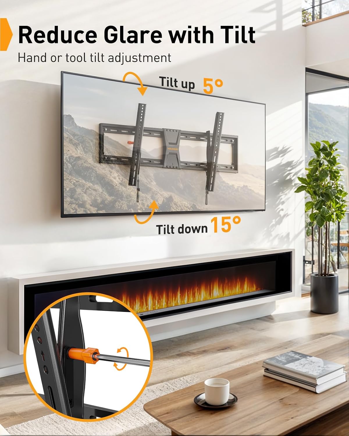Perlegear Tilting TV Wall Mount for 50-90 TVs with Leveling Adjustment - Image 6