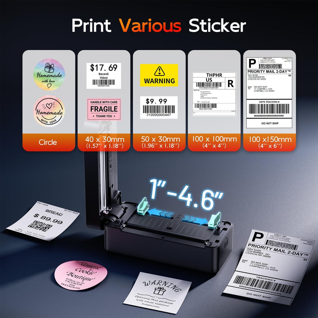 TATTMUSE Bluetooth Thermal Label Printer, 4X6 Shipping Label Printer for Small Business, Thermal Printer Sticker Printer Compatible with Phone, iOS, Android, Windows, Mac, Amazon, Shopify - Image 6