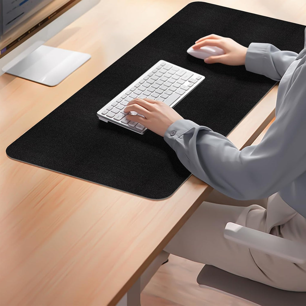 Leather Desk Pad Mat, Black Desk Mat, 23.6" x 13.7" - Image 7