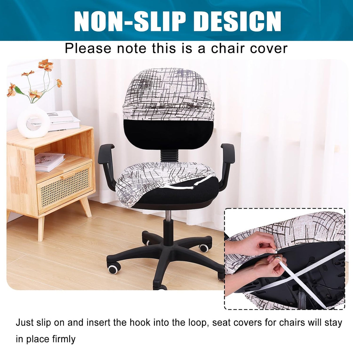 Smiry Stretch Printed Office Computer Desk Chair Covers for Seat & Backrest - Image 3