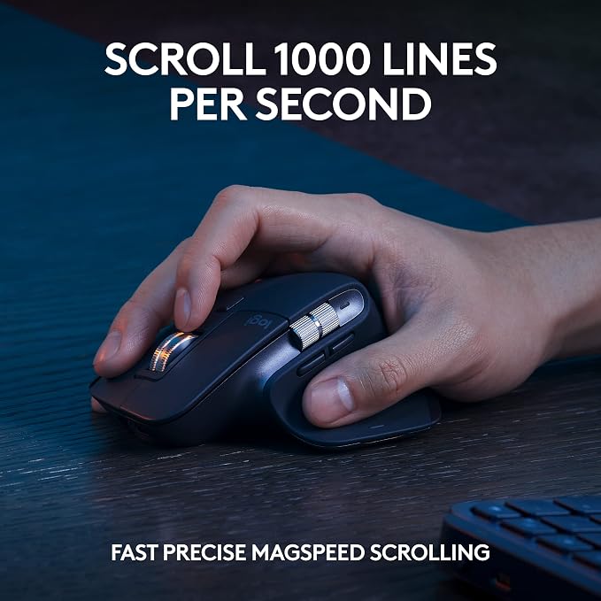 Logitech MX Keys S Combo Performance Wireless Keyboard and Mouse - Graphite | Includes palm rest, customizable illumination, fast scrolling, Bluetooth, USB C, Windows, Mac, Linux, Chrome compatible - Image 4