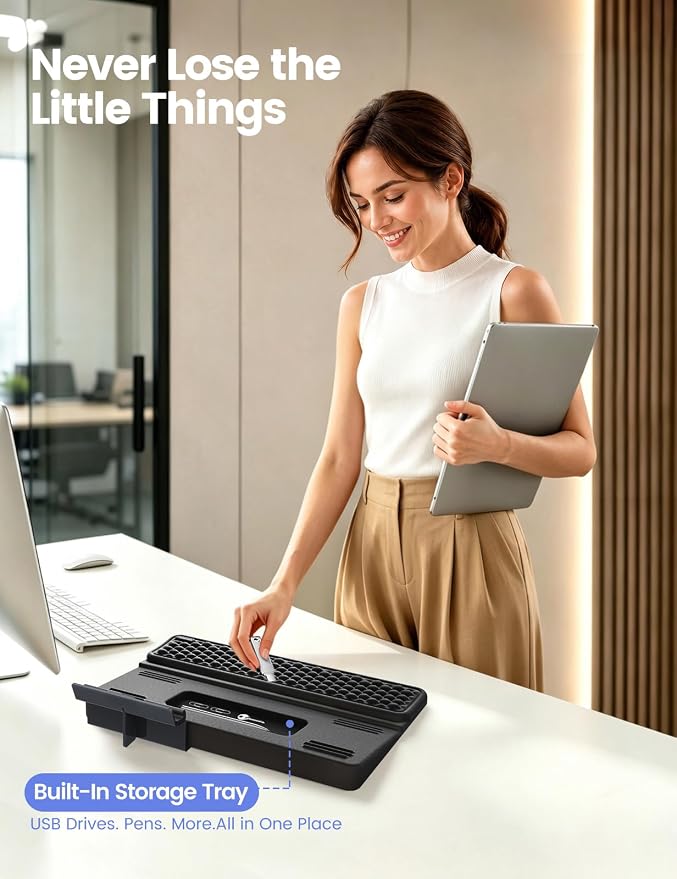 Vaydeer 4-in-1 Keyboard Wrist Rest, Ergonomic Keyboard Stand with Adjustable Phone Stand, Tilt Computer Pad Typing Support for Desk, Memory Foam Cushion Storage Riser Holder Tray Lift for Office Home - Image 5