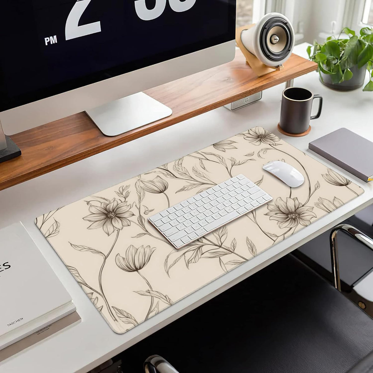 XXL Mouse Pad,Minimalist Flowers Large Gaming Mouse Pad,Abstract line Floral Desk Mat for Desktop,Extended Big Computer Keyboard Desk Pad with Non-Slip Base and Stitched Edges 35.4"x15.7" - Image 6