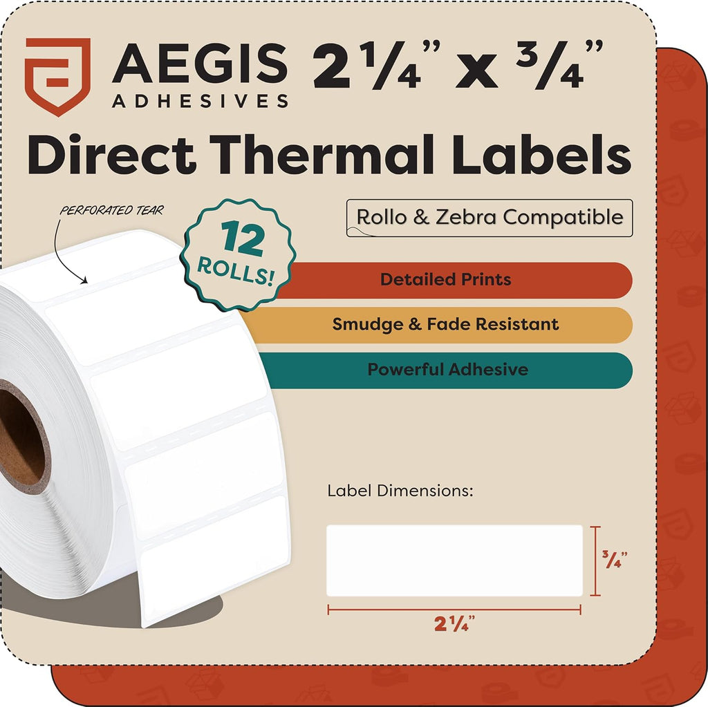 2.25" X 0.75" Direct Thermal Labels (20400 Count, 12 Rolls) - Image 2