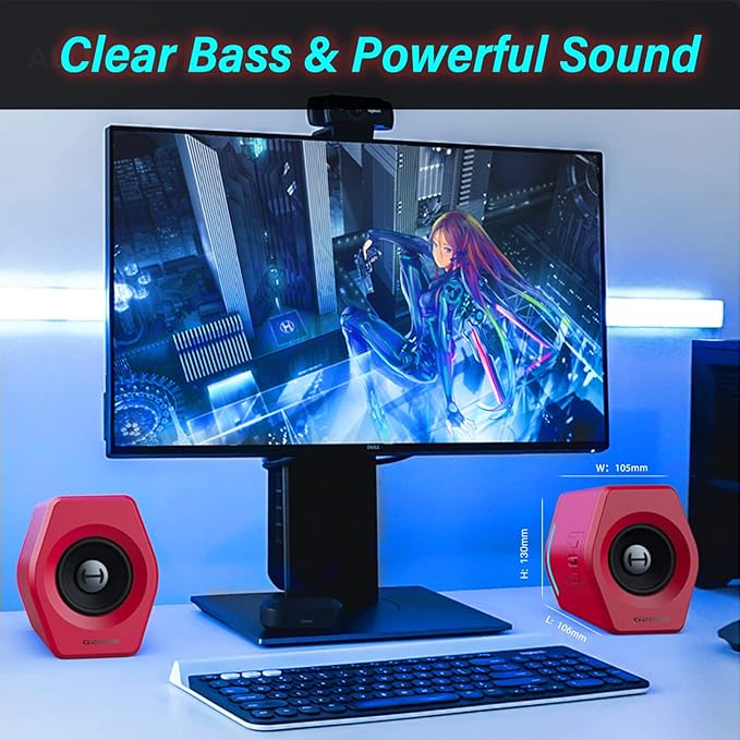 Edifier G2000 32W PC Gaming Computer Speakers for Laptop Mac Desktop Computer Woofer Speakers Bluetooth USB 3.5mm AUX Inputs RGB Lights Multimedia Speakers Red - Image 7