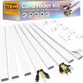 113.4in Cord Hider Kit, Cord Covers for 3-4 Wires on Wall, Self-Adhesive Tv Cable Hider, Paintable Wire Hider Wire Covers for Cords on Wall, Cable Cover Management Kit, L14.2 W1.18 H0.6in, White by Wuitaouy