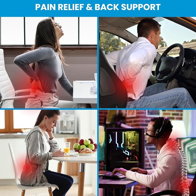 Lumbar Support Pillow for Office Chair, Office Home Essentials,Gifts for Mom,Dad, Back Support Pillow for Car, Chair Cushions,Back Pain Relief Improve Posture,Mesh Cover Double Adjustable Straps - Image 2