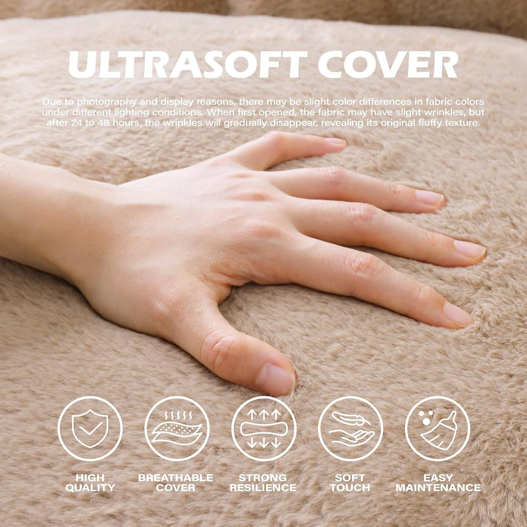 Bean Bag Chair for Kids, Cozy Fluffy Beanbag Chairs with Filler for Teens and Kids, Floor Lazy Sofa for Living Room, Gaming & Reading(S-Brown) - Image 5