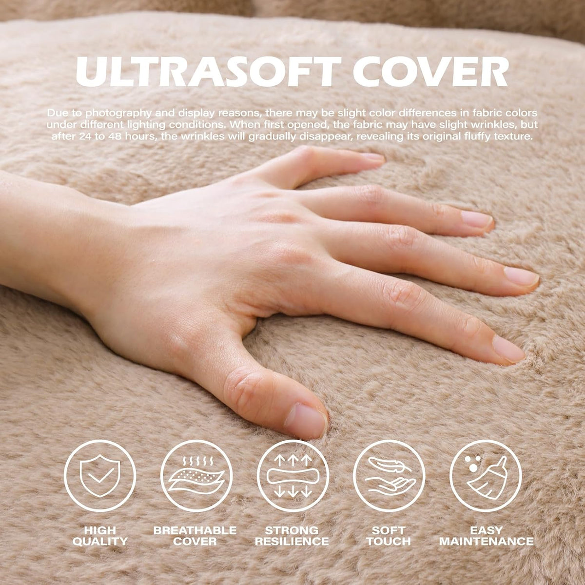 Bean Bag Chair for Kids, Cozy Fluffy Beanbag Chairs with Filler for Teens and Kids, Floor Lazy Sofa for Living Room, Gaming & Reading(S-Brown) - Image 5