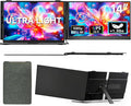 14" Laptop Screen Extender, 0.19" Ultra-Thin Laptop Monitor, Stable Damping Stand with 90° Rotation, 180° Rotation Dual Screen, Extra Compatible with Windows/Mac/Android/Switch/PS Fits 13"-17" Laptops by ROYY