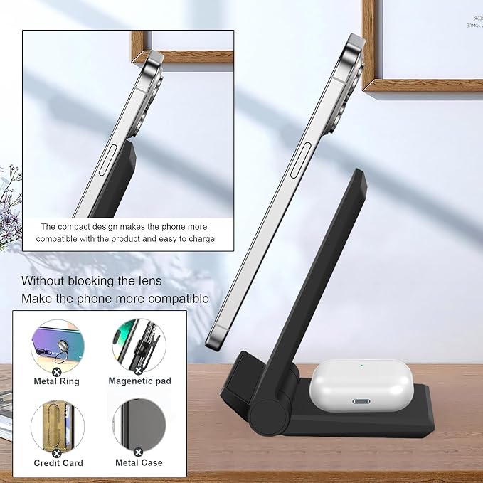 PDKUAI 2 in 1 Wireless Charger,[New Update] 25W Foldable Wireless Charging Station for Samsung Galaxy 25/24/23/Note 20/Buds3,Dual 15W Fast Dual Induction Charge Stand for iPhone 17/17 Pro/16/15/14 - Image 6
