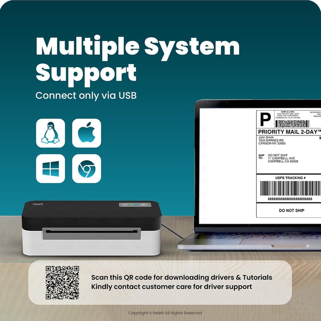 RapidLabel Lite Thermal Shipping Label Printer | 4x6 Label Printer for Shipping Packages | Small Business|USB Direct Thermal Barcode Label Maker|203 DPI|Windows, Mac, Linux Compatible|White - Image 6