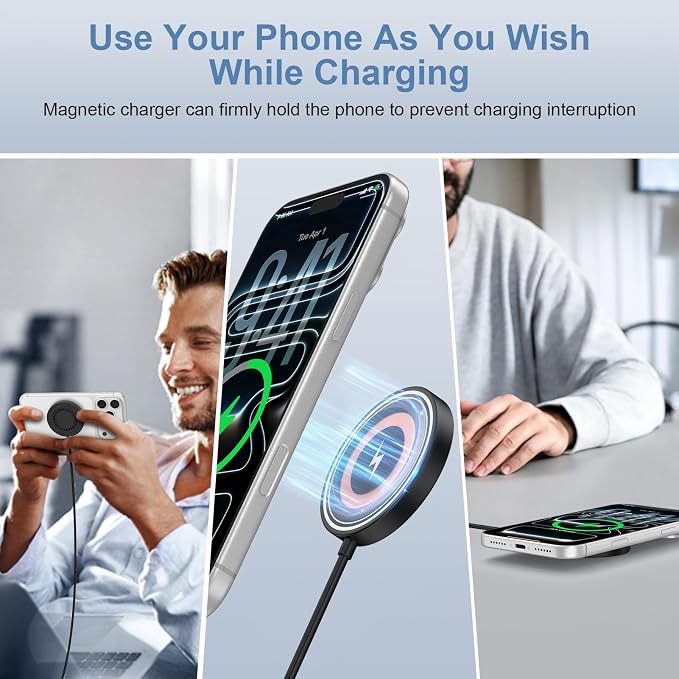Samsung S26 Ultra Wireless Charger Fast Charging Pad Magnetic Charger for Samsung Galaxy S26 Plus/S25 Ultra/S24/S23/S22/2Pack 15W Fast Magsafe Charger Pad with USB A Adapter for iPhone 17 Pro/16/15/14 - Image 7