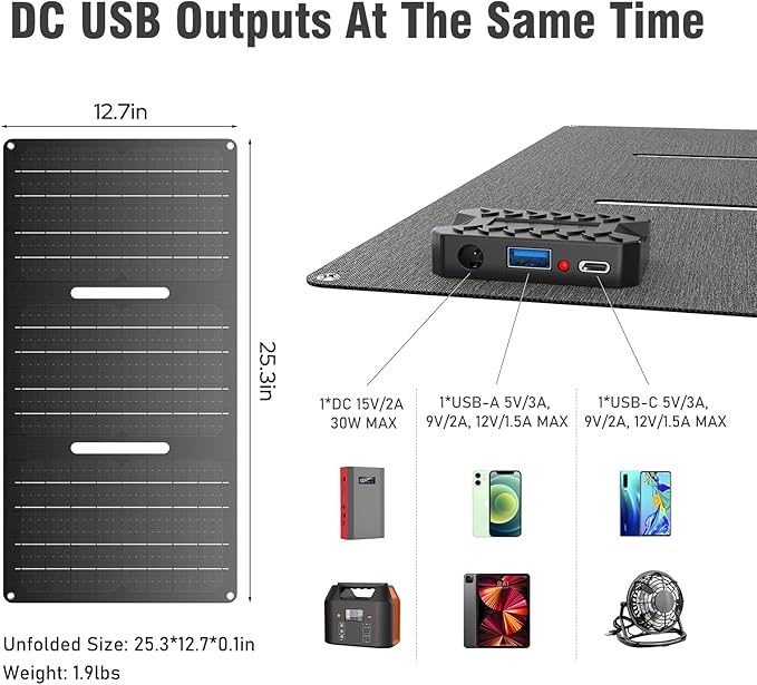 Portable Solar Power Bank with AC Outlet 65W 110V External Battery Pack | 24000mAh Portable Laptop Charger with Foldable Solar Panel 30W for Outdoor Smart Devices Camping Hiking Trip Off Grid Backup - Image 6