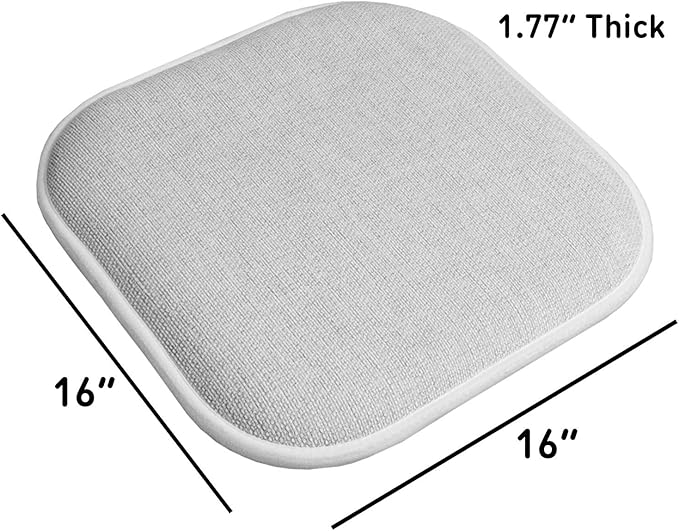 Sweet Home Collection Chair Cushion Memory Foam Pads Honeycomb Pattern Slip Non Skid Rubber Back Rounded Square 16" x 16" Seat Cover, 2 Pack, Alexis Gray/White - Image 4