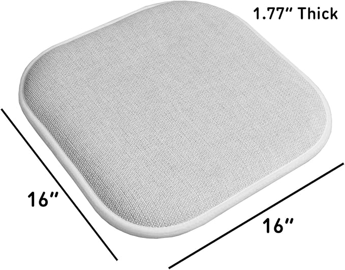 Sweet Home Collection Chair Cushion Memory Foam Pads Honeycomb Pattern Slip Non Skid Rubber Back Rounded Square 16" x 16" Seat Cover, 4 Pack, Alexis Gray/White - Image 4