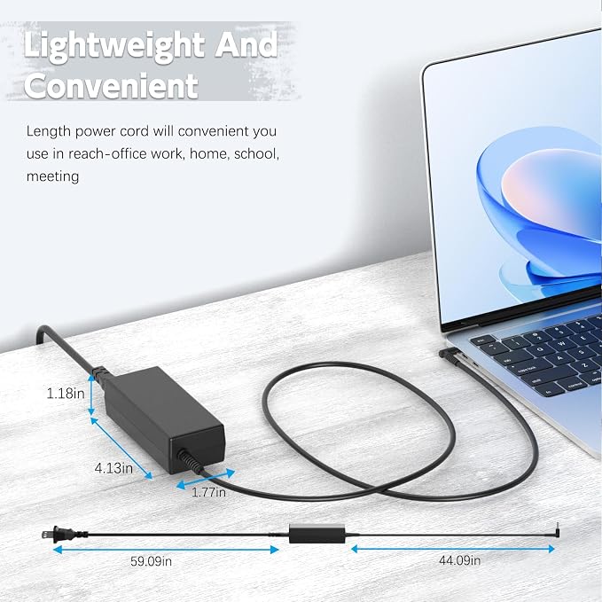 Replacement 45W Charger Compatible with HP 15 15-dy Laptop Blue Tip | 45W power, 4.5x3.0mm Blue Tip. Fits HP 15-dy/dw series. 8.59ft extra long cord. WARNING: Not for 65W or USB-C laptops. - Image 7