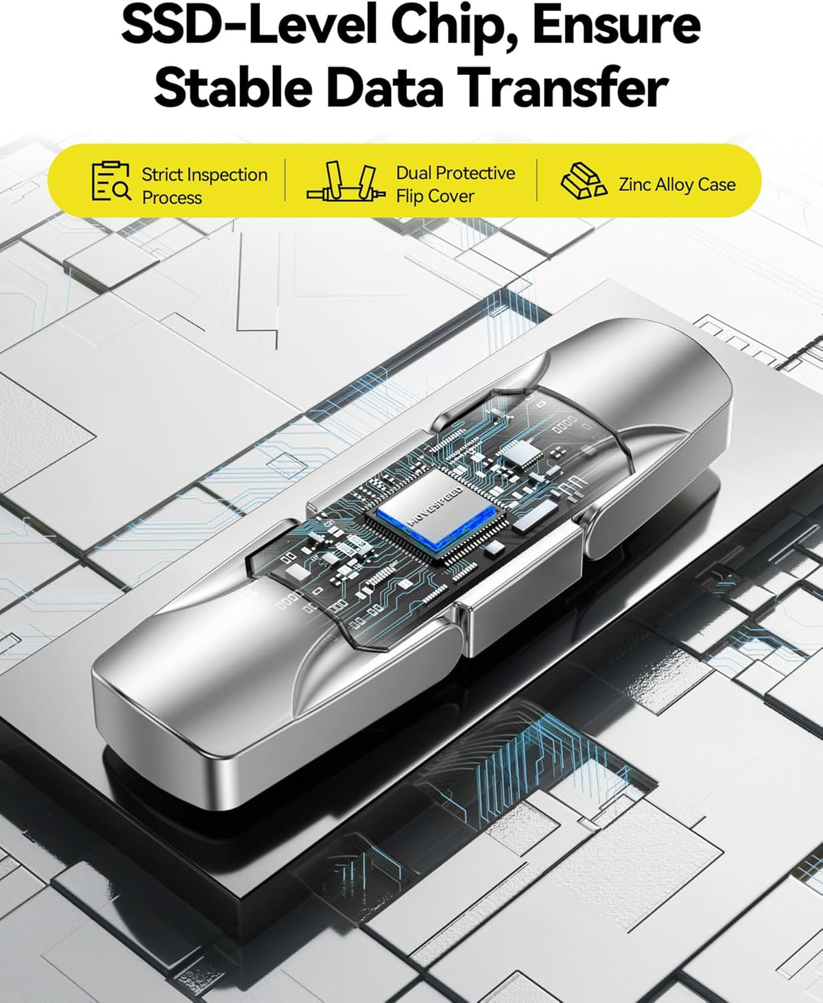MOVE SPEED 1TB Solid State Flash Drive 570MB/s High Speed USB Drive with Type C + USB 3.2 Drive Dual Port, Thumb Drive Compatible with iPhone 15, 16,17 Series/Android/Phone/MacBook/Audio/Smart TV - Image 5