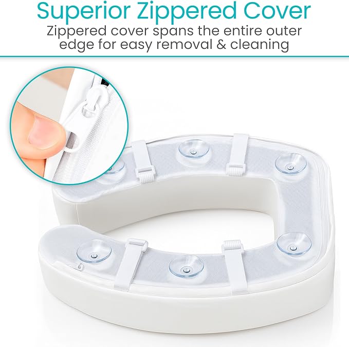 Vive Toilet Seat Cushion (Soft Cushioned Foam) - Easy Clean Soft Padded | Bathroom Attachment - Elongated, Standard Seats - Comfort & Support Donut for Handicap Adults - Image 8