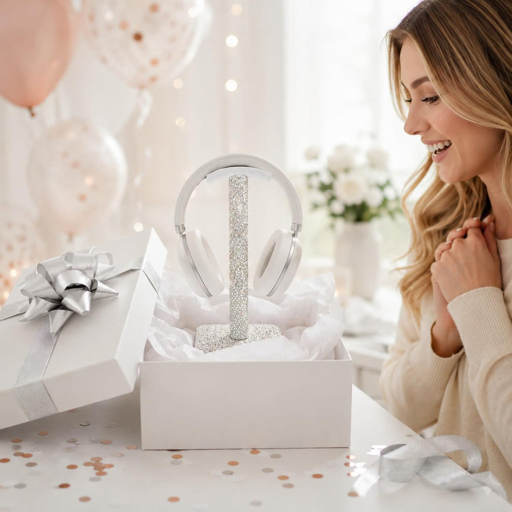 Headphone Stand for Desk, Silver Rhinestone Crystal Headset Holder - Image 7