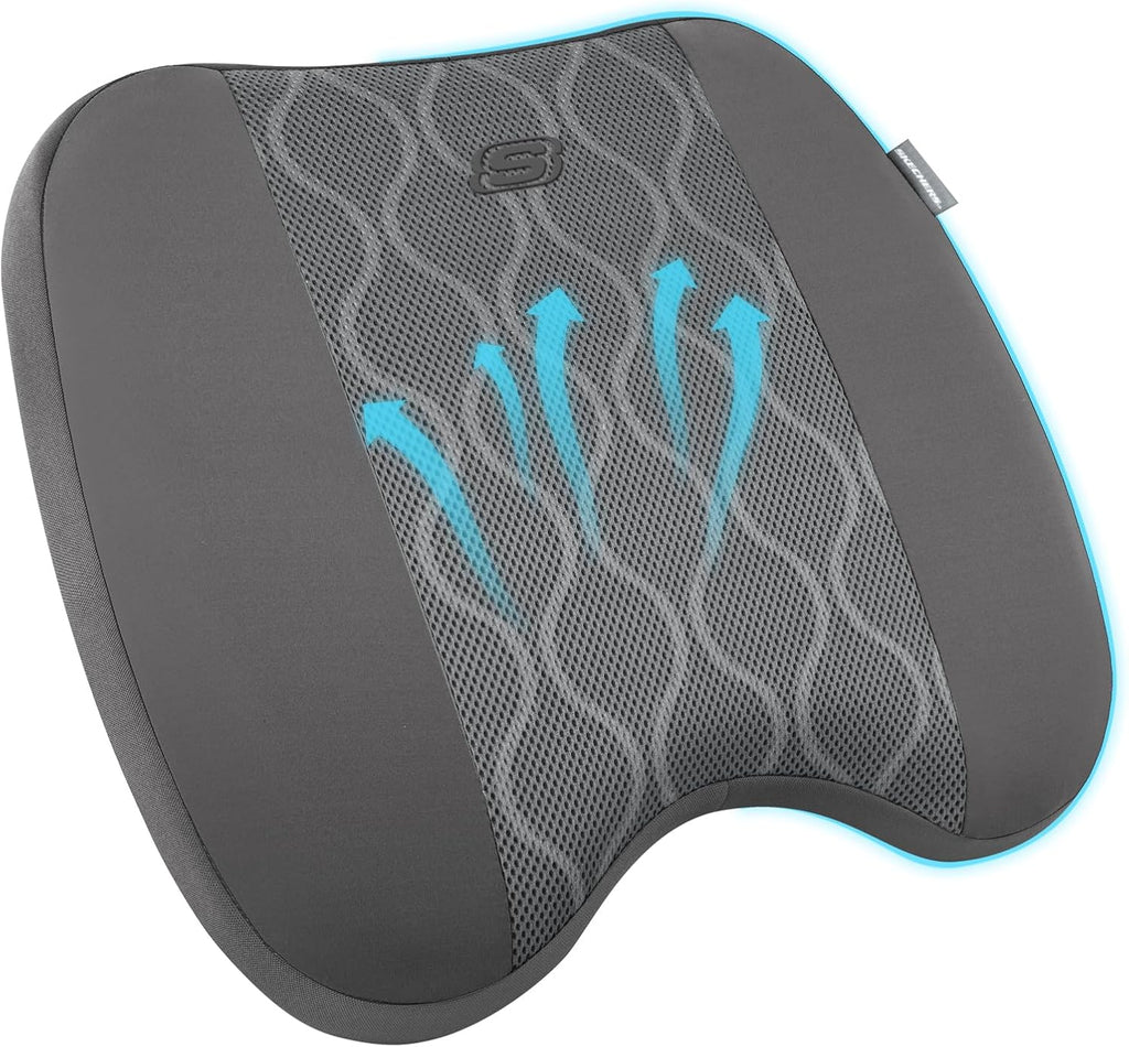 Skechers Seat Cushion, Air-Cooled Memory Foam for Office Chair and Car,Grey by Skechers