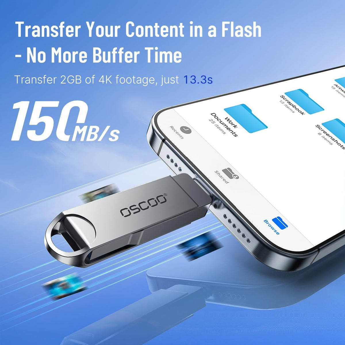 128GB Dual Flash Drive, USB-A + Type-C Thumb Drive - Image 3