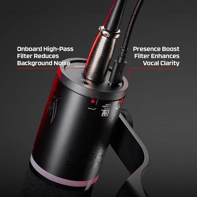 HyperX FlipCast Streaming XLR/USB Dynamic Microphone for PC, MacOS, PlayStation, Nintendo Switch, Broadcast Quality, USB, XLR, Universal Mount, Black - Image 8