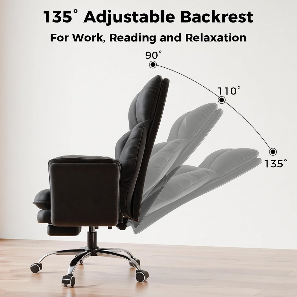 Big and Tall Office Chair, Flip Armrests for Pets & Cross Legged Sitting - Image 4