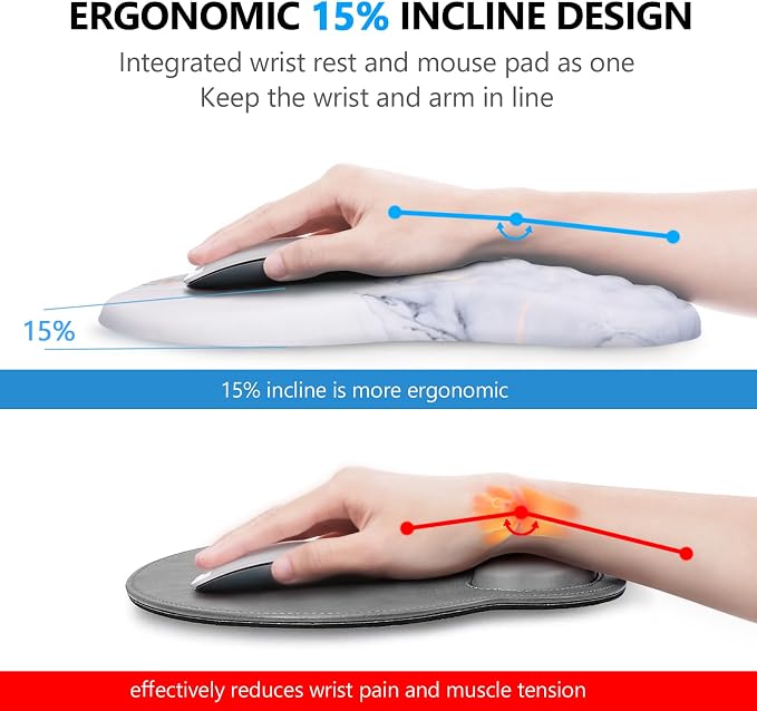 Ergonomic Mouse Pad with Wrist Support and Keyboard Wrist Rest Set | Memory Foam Wrist Cushion, Non-Slip PU Base, Massage Design, Relieves Wrist Pressure for Work, Gaming & Office Use - Image 2