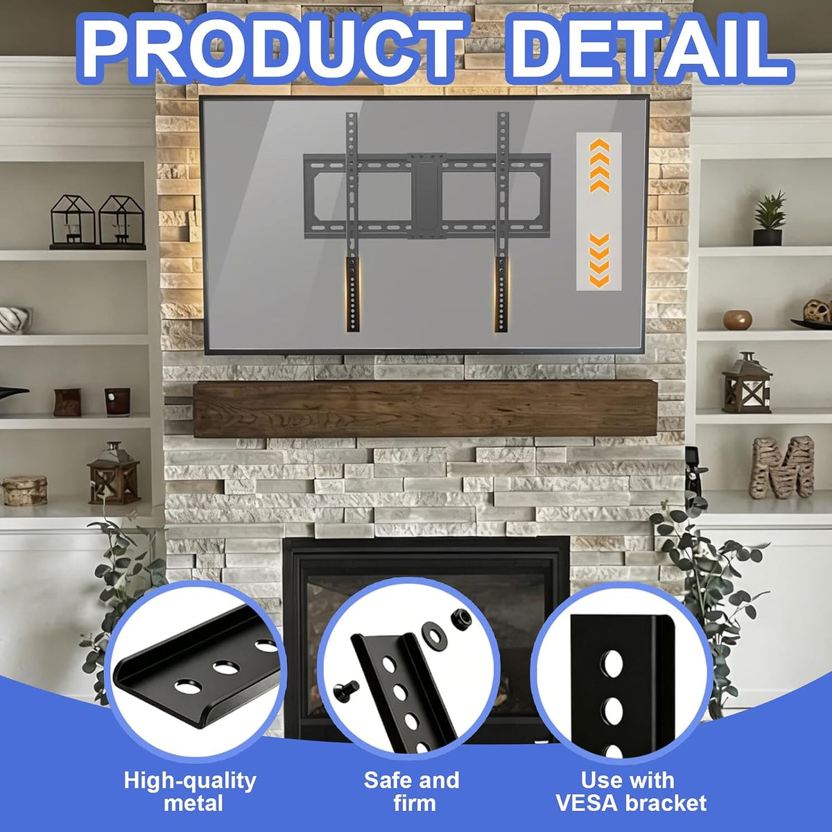 Vertical VESA Extender Kit, TV Mount Extender, 2 PCS, Black - Image 6