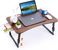 Laptop Desk for Bed, Height Adjustable Laptop Bed Table, Foldable Portable Lap Desk Stand with USB/Storage Drawer/Cup Holder/Slot, Breakfast Tray for Working Reading Writing Eating by BYMECOST