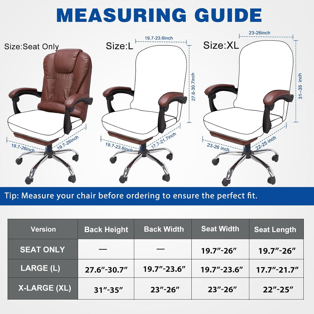 XL Office Chair Cover with Armrest Covers for Large Executive Chairs,Black - Image 5