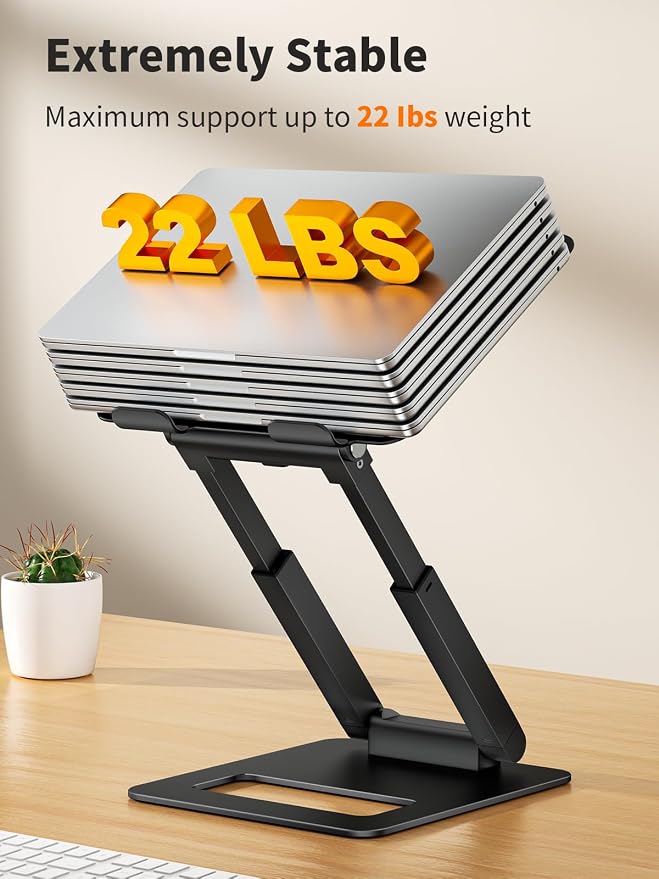 tounee Laptop Stand for Desk Adjustable Height, Telescopic Computer Stand with Pull Out Design Ergonomic Laptop Riser Fits All Laptops 10-17"-Black - Image 5
