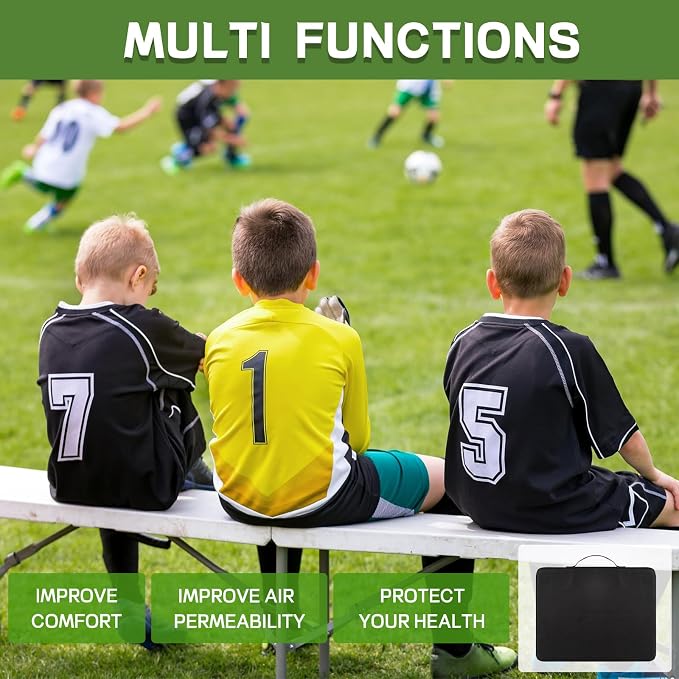 Multi-Functional Stadium Seat Cushions 2 Pack, Waterproof Oxford Filled with High Resilence Sponge, for Any Outdoor Events Use (Black) - Image 5