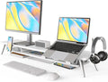 Fenge 42.5-Inch Monitor Stand Riser with Laptop, Phone & Headphone Holders | 10° Adjustable Laptop Holder, 2-Tier Storage, Dual Monitor or Monitor-Laptop Setup, Ideal for Multitasking, Gaming, Streaming by Fenge