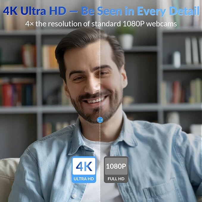 EasyCam 4K Webcam for PC - Ultra 4K HD, PDAF Autofocus, Dual Mics | Auto Light Correction, 79°FOV, Plug & Play, Privacy Cover, Computer Camera for High-End Business Meetings & Live Streaming - Image 2