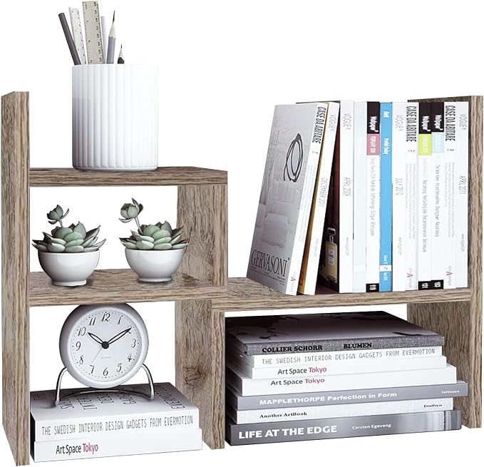 Jerry & Maggie Office Desk Organizers and Accessories for College Dorm Decor, Supplies Wooden Desk Organizer for Plants, Cubicle Shelf of Makeup Organizer for Cute Room Decor, Grey Oak - Image 9