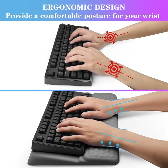 Computer Keyboard Stand with Wrist Rest, Ergonomic Tilted Keyboard Holder - Keyboard Riser with Wrist Pad - Keyboard Tray Support for Office Home - Gray - Image 3