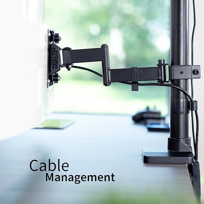 VIVO Dual Vertically Stacked Ultra-Wide Monitor Desk Mount with Extension Arms, Extra Tall Heavy Duty Adjustable Stand for 2 Ultrawide Screens up to 43 inches, 50 lbs Capacity, Black, STAND-V202T - Image 6